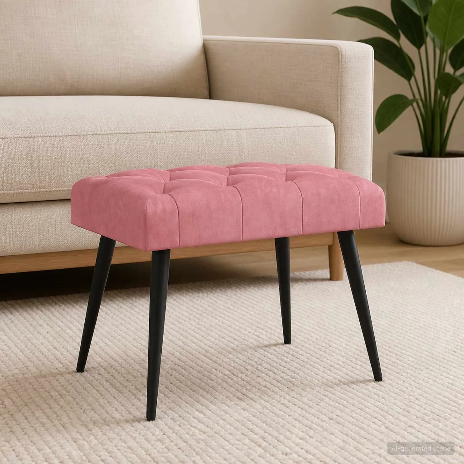 Klop s gumbnim oblazinjenjem Roza 60 x 40 x 45 cm Žamet - slika 4