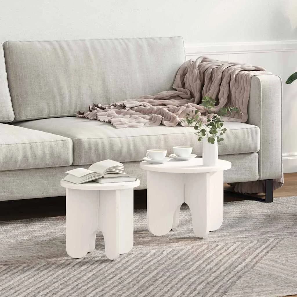 Klubska miza 2 kos Bela 39.5 x 39.5 x 30 cm Trden borov les
