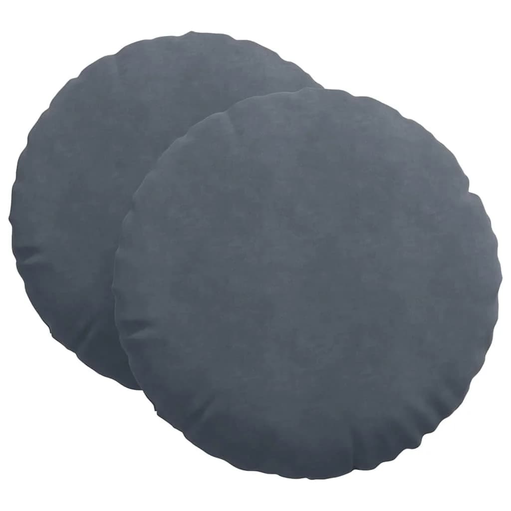 Sedežne blazine 2 pcs Temno siva Ø 40 x 13 cm Žamet - slika 2