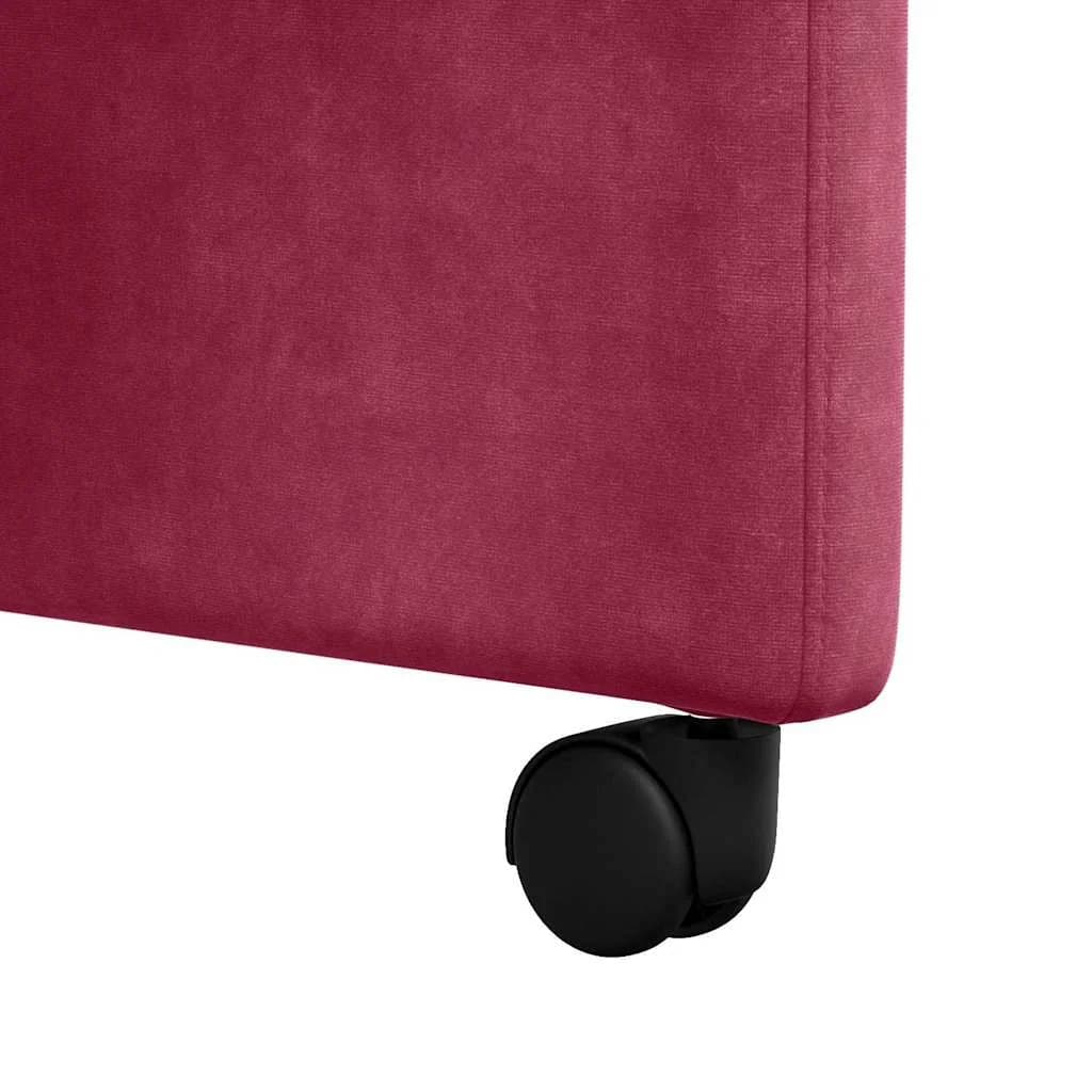 Jedilni stoli s kolesi 2 kos Žamet vinsko rdeča 58 x 67 x 97 cm - slika 9