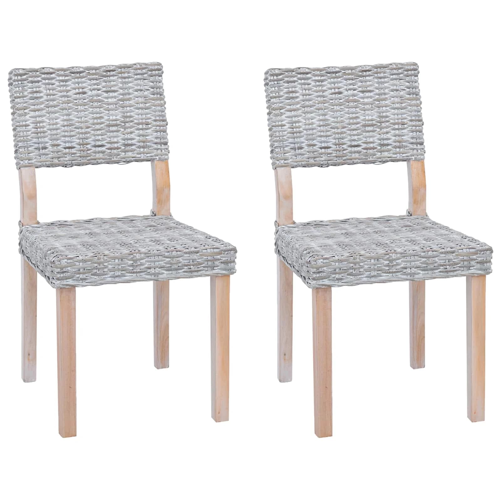 Jedilni stol 2 kos Kubu rattan Bela pranja 46 x 55 x 84 cm - slika 2