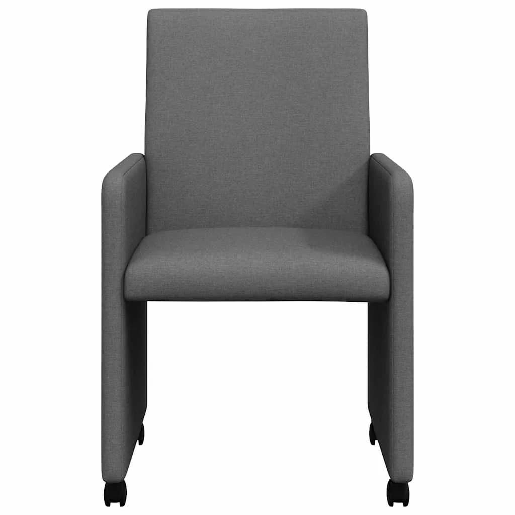 Jedilni stoli s kolesi 2 kos blago Temno siva 57 x 66 x 94 cm - slika 4