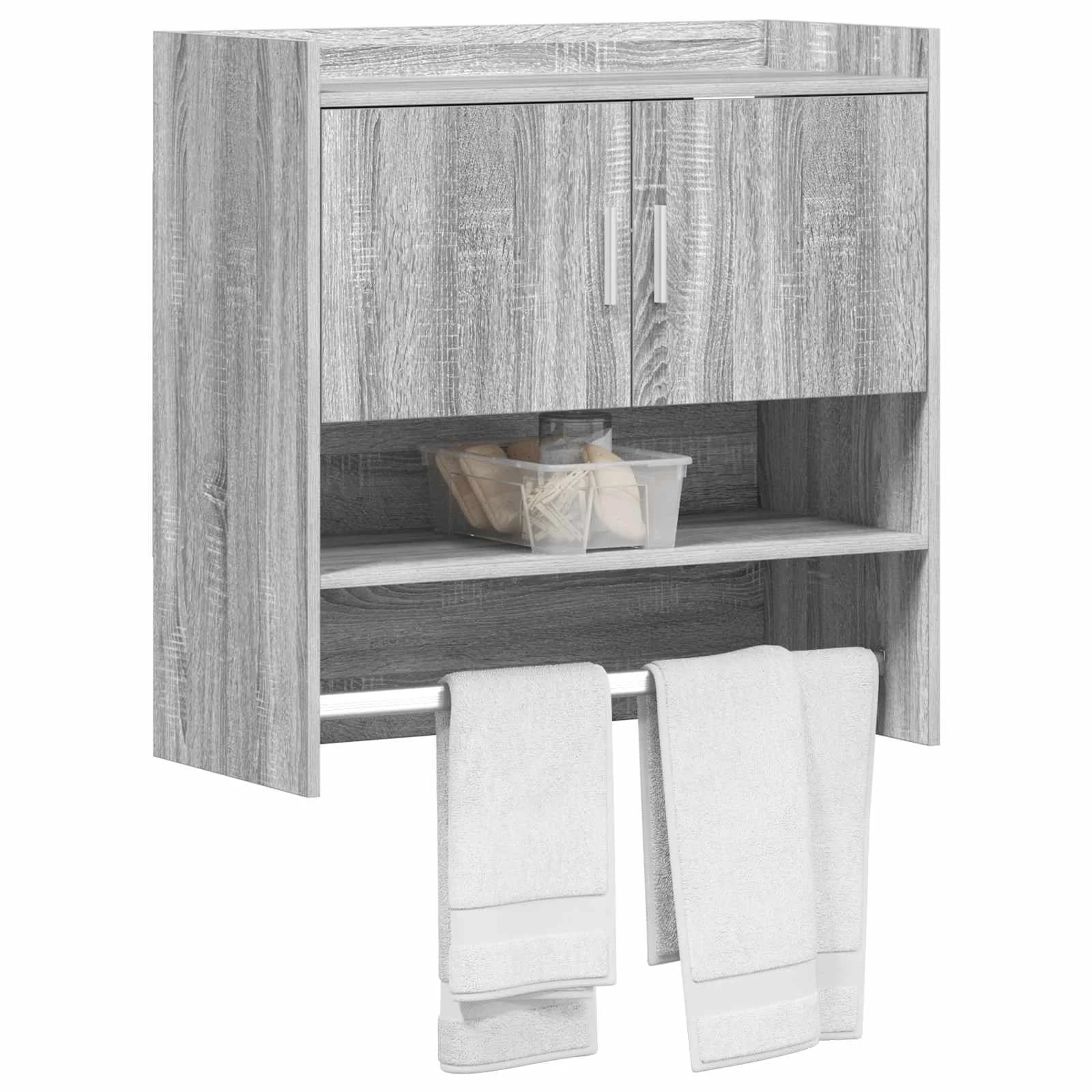 Stenska polica Montaža za steno Siva Sonoma 80 x 36 x 80 cm - slika 3