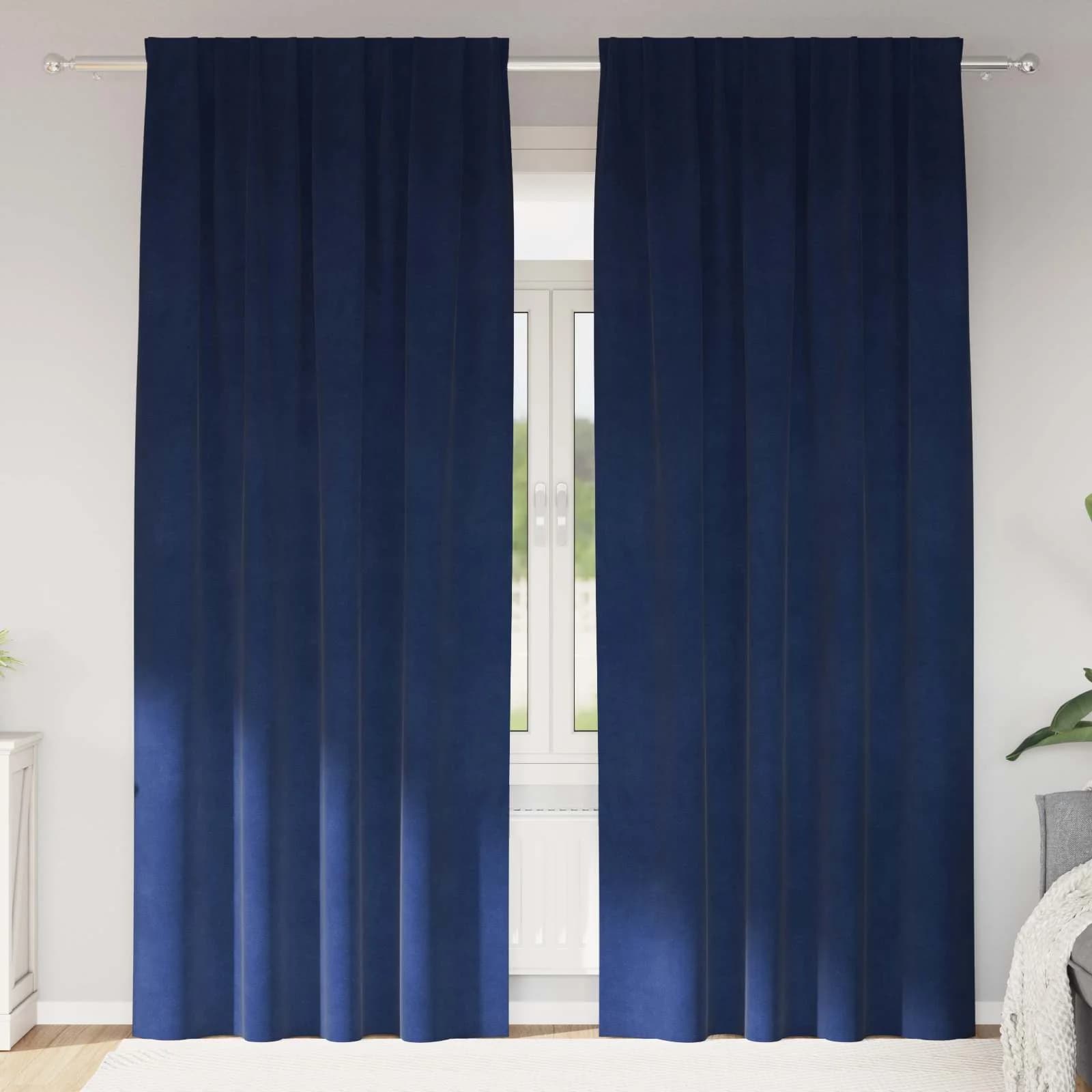 Zatemnitvene zavese 2 kos Temno modra 140 x 260 cm Žamet