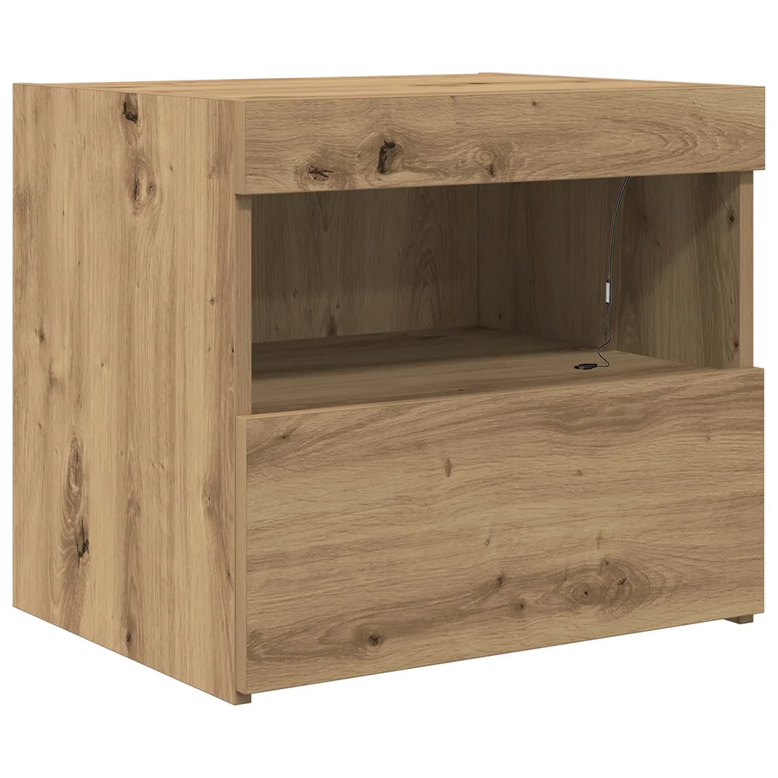 Nočna omarica Umetni hrast 50 x 40 x 45 cm Inženirski les - slika 2