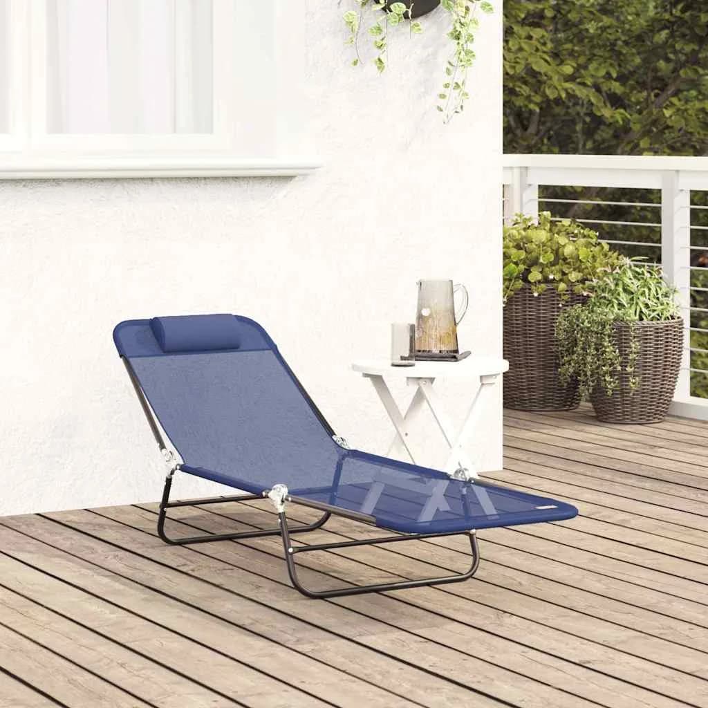 Zložljiv ležalnik Temno modra 182 x 55 x 85,5 cm Tekstil - slika 3