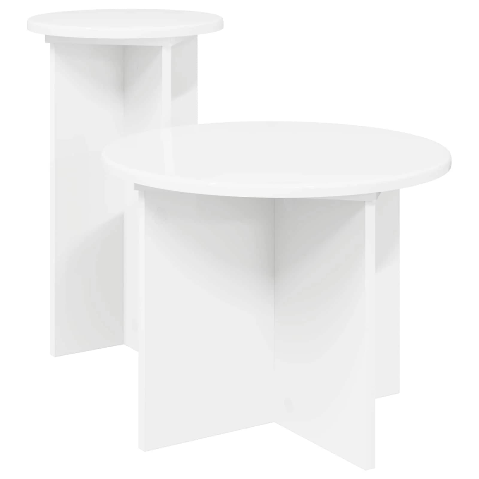 Komplet stranskih mizic 2 kos Bela Ø 45 x 35 cm Inženirski les - slika 2