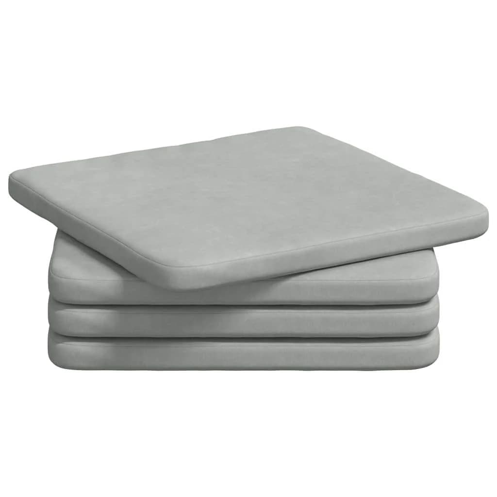 Sedežne blazine 4 kos Žamet Svetlo siva 40 x 40 x 3 cm - slika 2