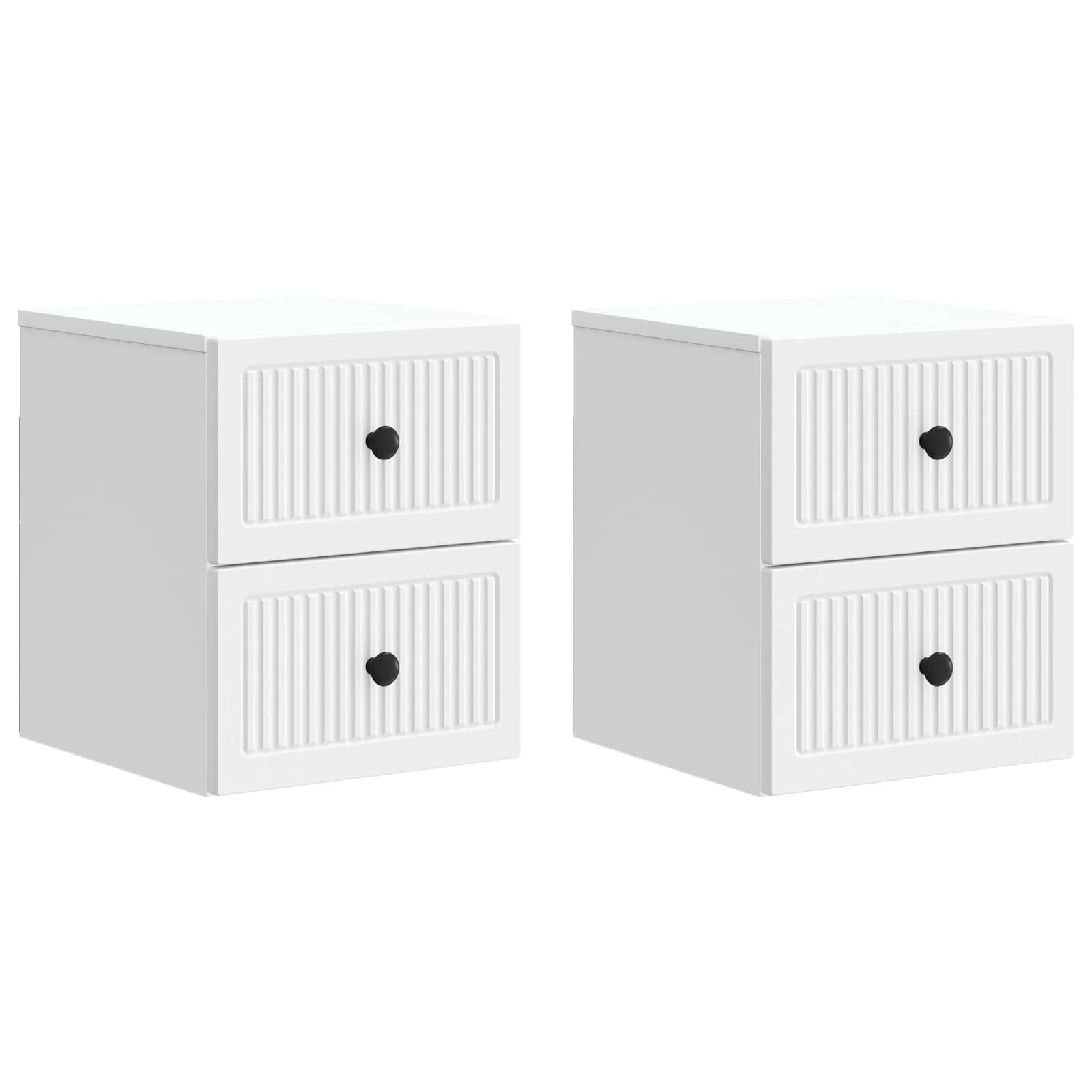 Stenski nočni omarici 2 kos Bela 33 x 34,5 x 40 cm - slika 2