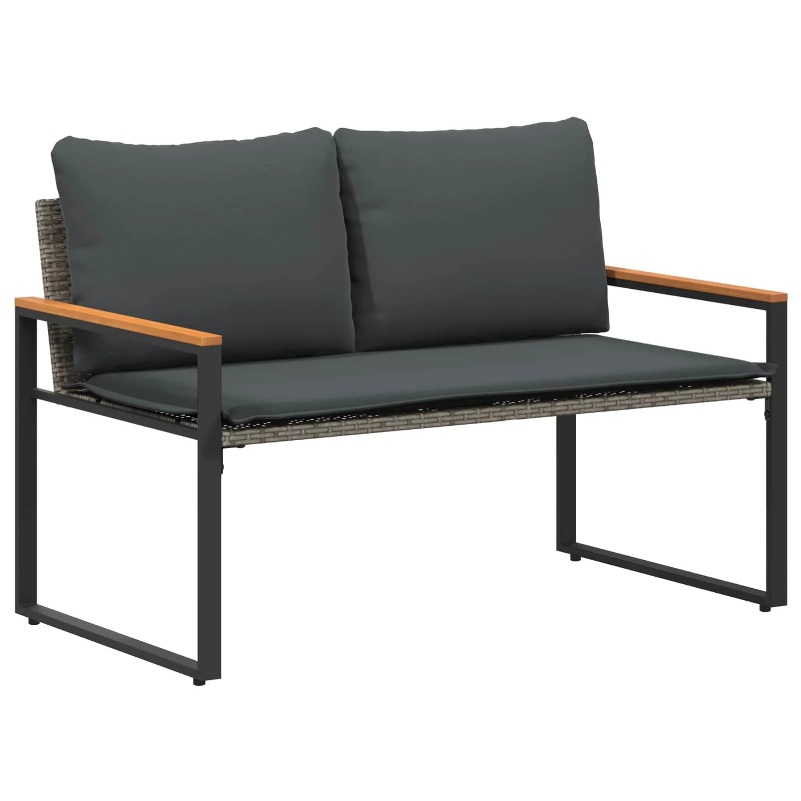 klop z blazino Siva in temno siva 115 x 65 x 72 cm Ratan - slika 2