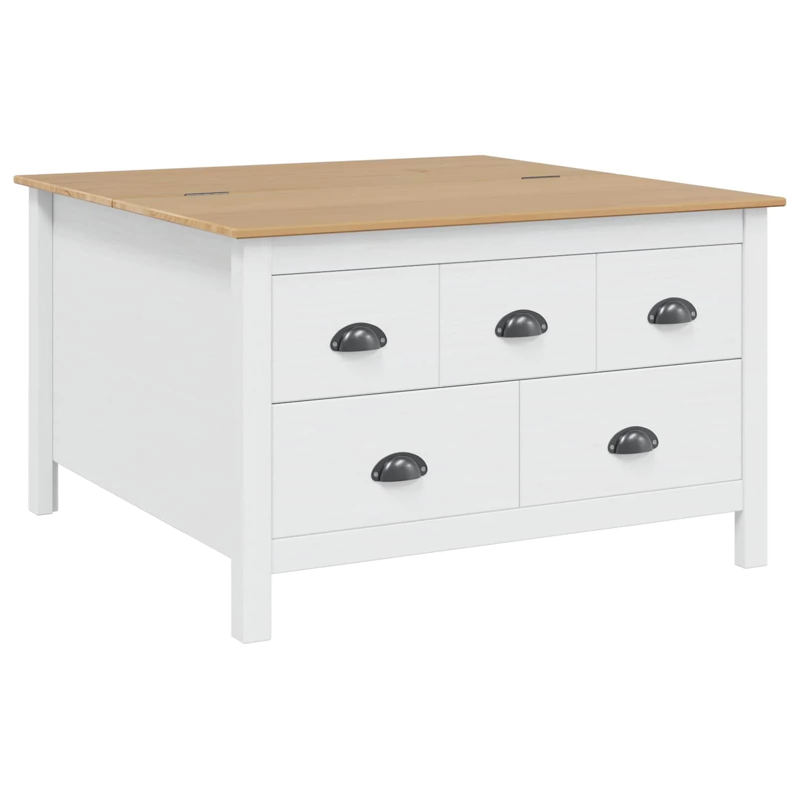 Klubska miza HILL Bela in medena rjava 79.5 x 79.5 x 49 cm - slika 2