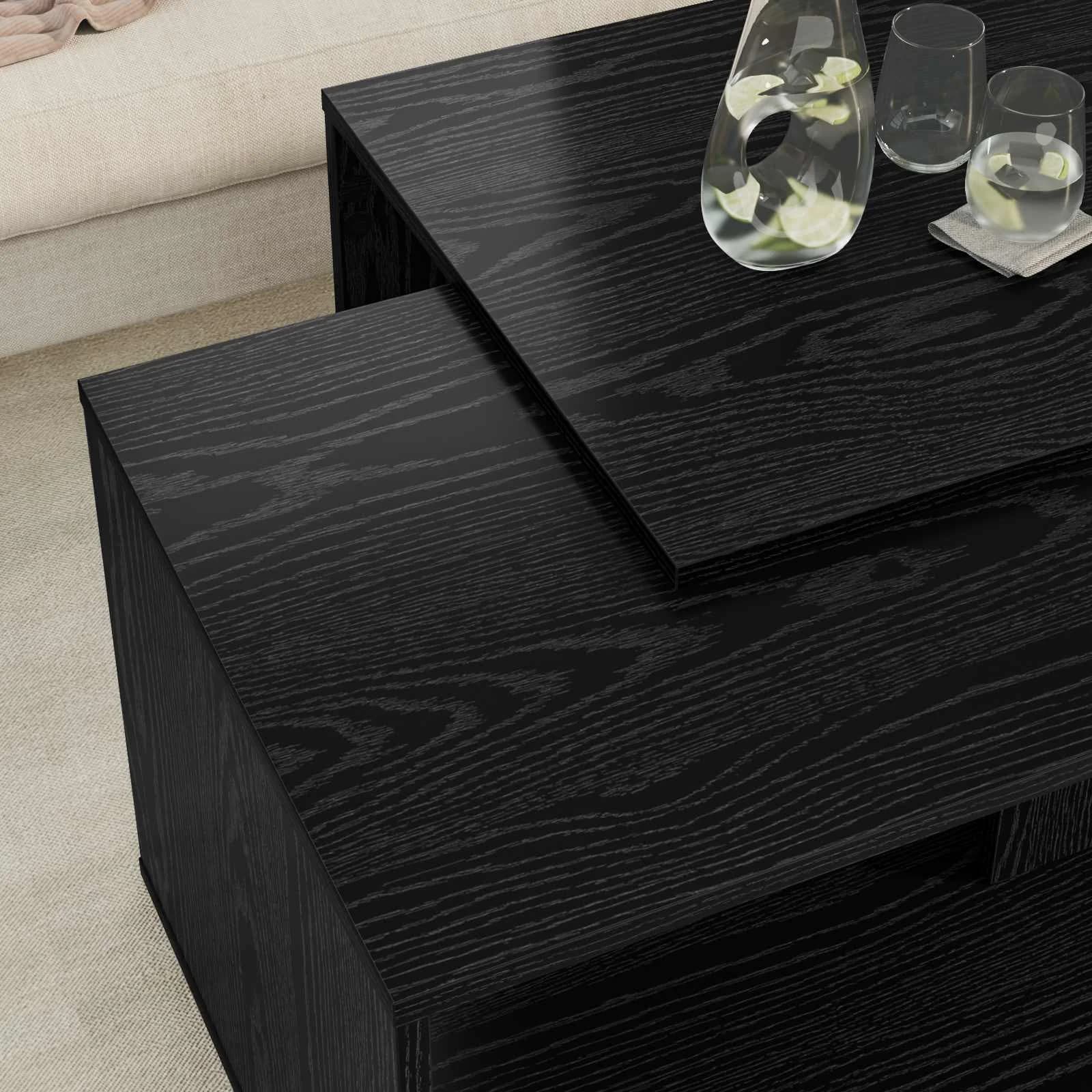Set kavno mizico 2 kos Črna Orehovina 90 x 48 x 40 cm - slika 4
