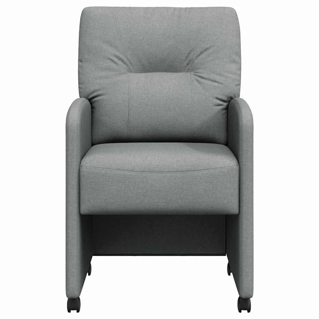 Jedilni stoli s kolesi 2 kos blago Svetlo siva 57 x 67 x 95 cm - slika 4