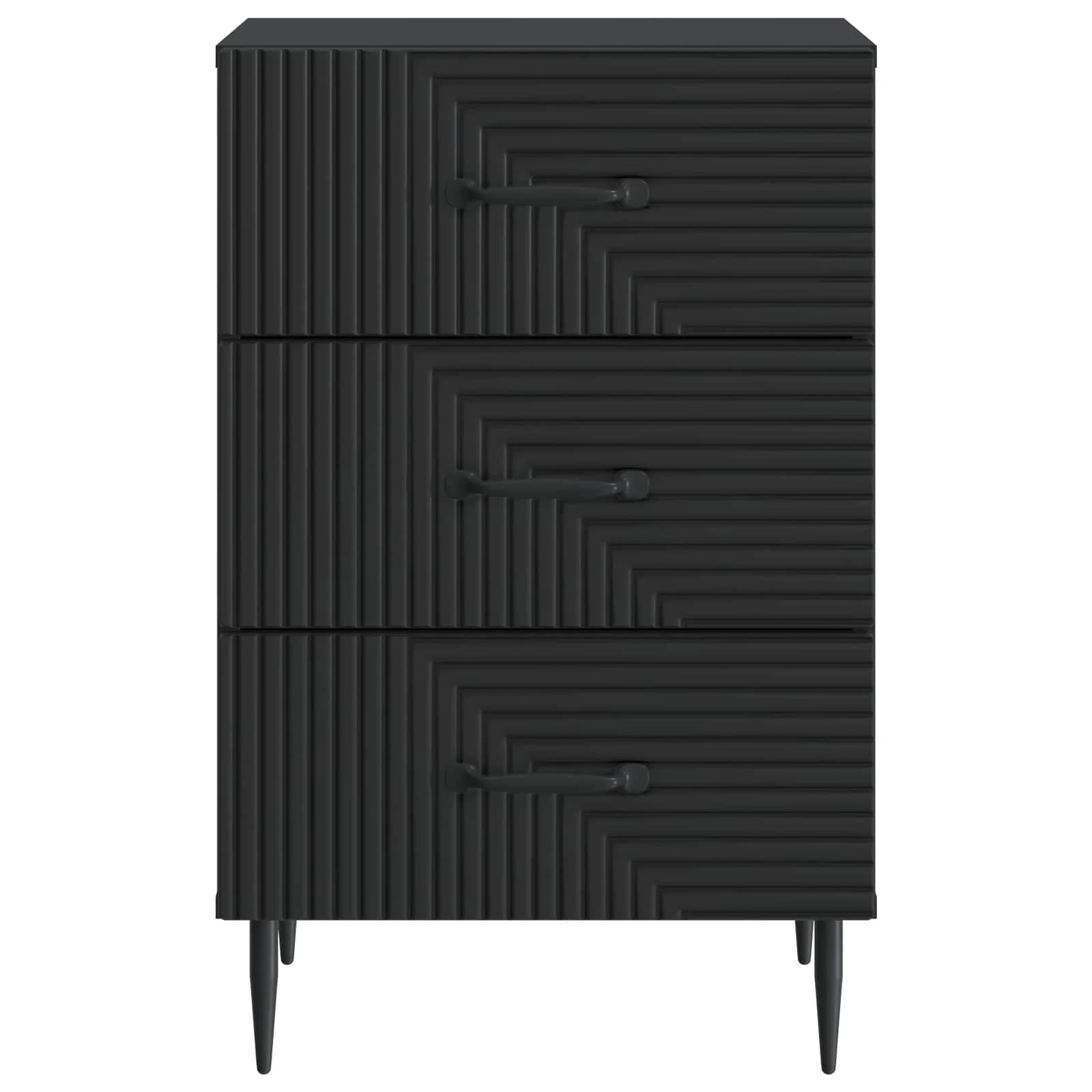Nočna omarica s predalom Črna 43 x 41 x 66,5 cm Inženirski les - slika 5