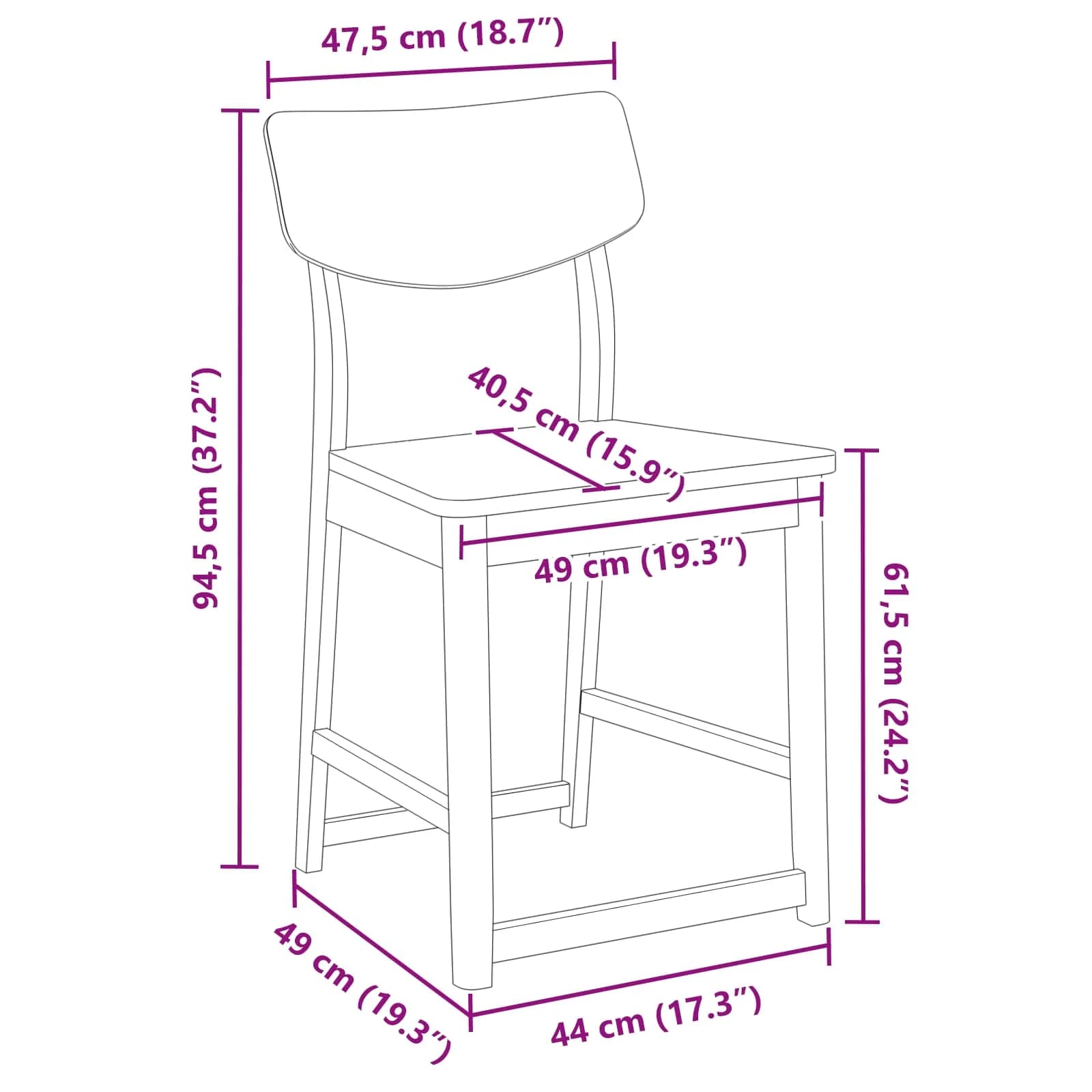 Jedilni stoli 2 kos Masivno gumovo les Naravna 48 x 49 x 95 cm - slika 11