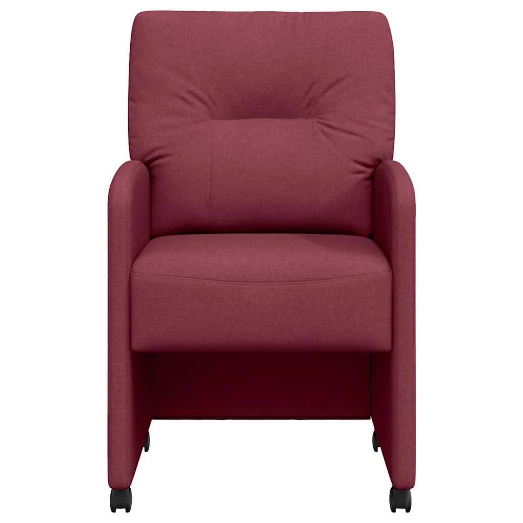 Jedilni stoli s kolesi 2 kos blago vinsko rdeča 57 x 67 x 95 cm - slika 4