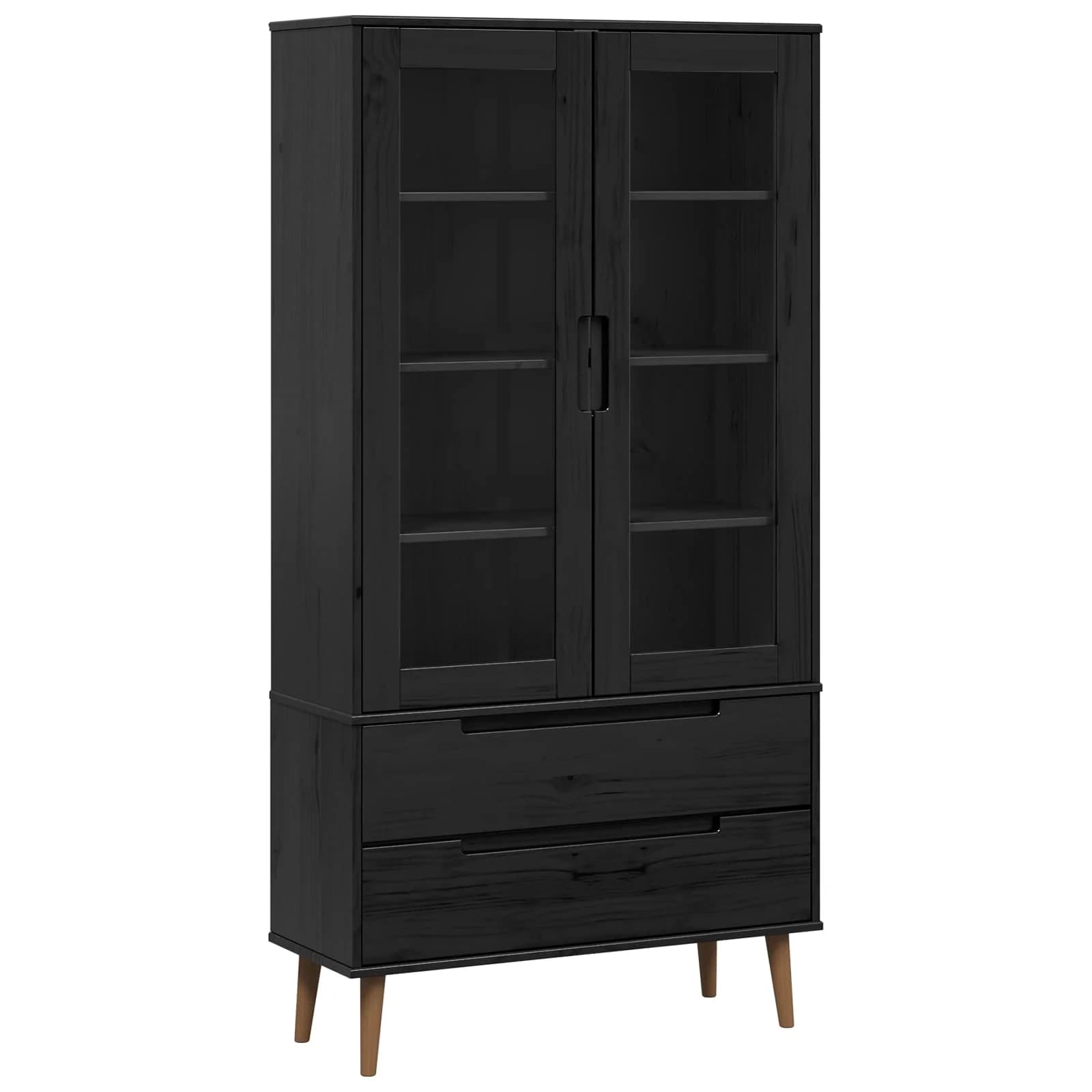 Stekleni prikazni kabinet MOLDE 90 x 35 x 175 cm Trdna borovina - slika 2
