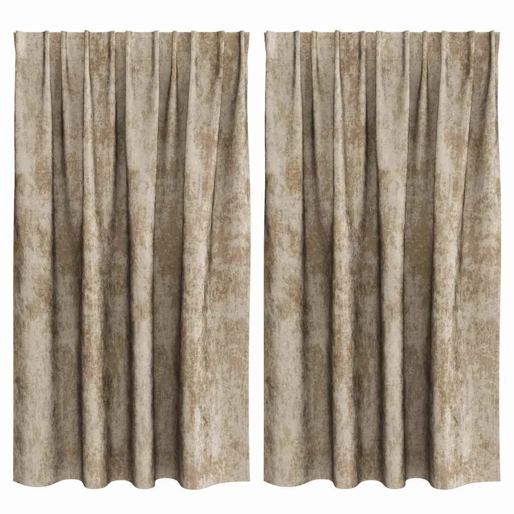 Velvete zavese 2 kos Šampanjec 140 x 140 cm Žamet - slika 2