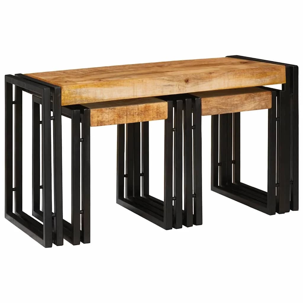 Nesting miza 3 kos Rjava in črna 82 x 40 x 45 cm - slika 6