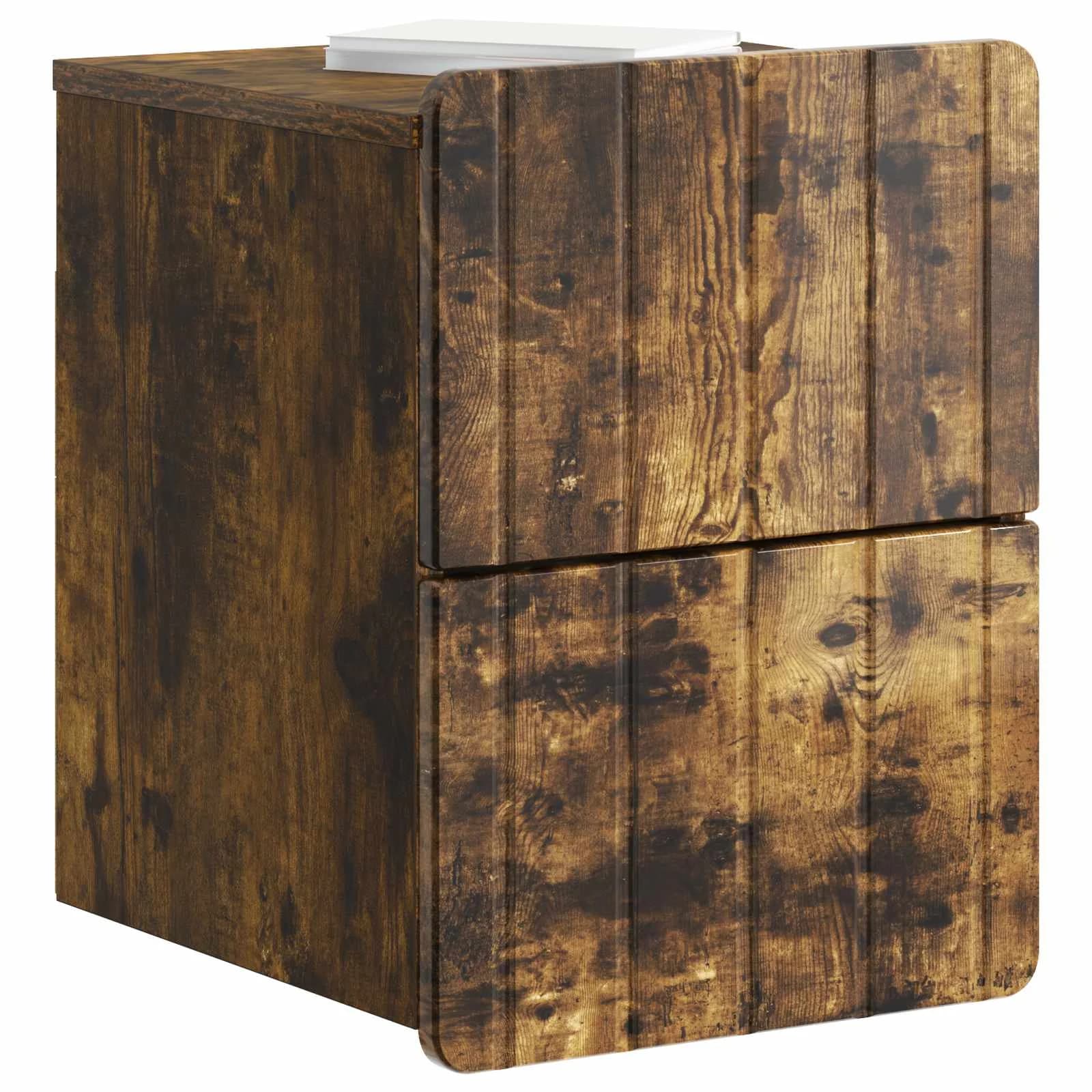 Stenski nočni omarici 2 kos Dimljen hrast 33 x 34,5 x 43 cm - slika 3