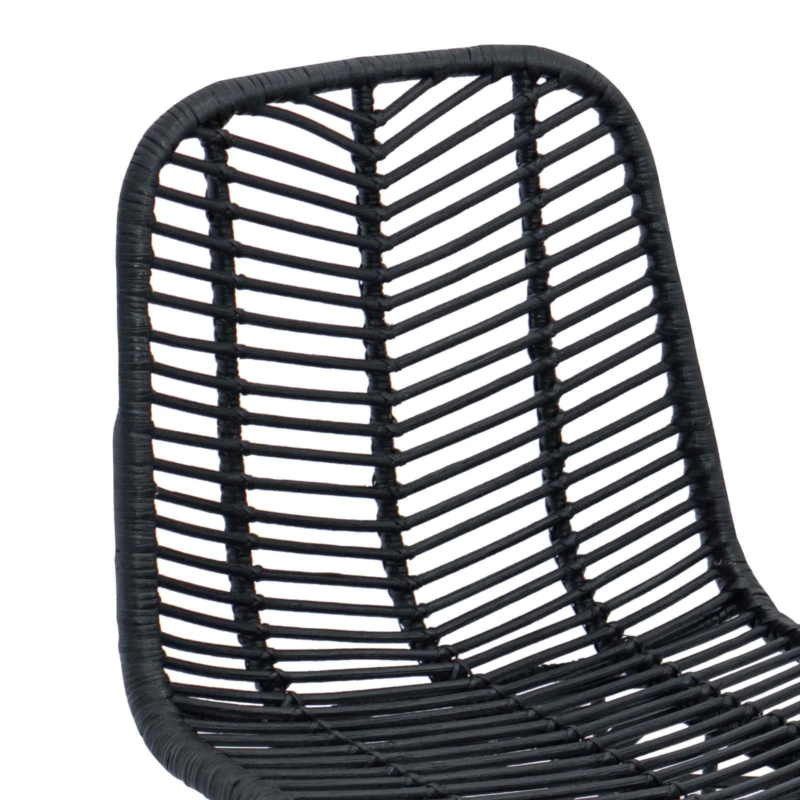 Barski stol 2 kos Črna 44 x 52 x 111 cm Ratan in železo - slika 8