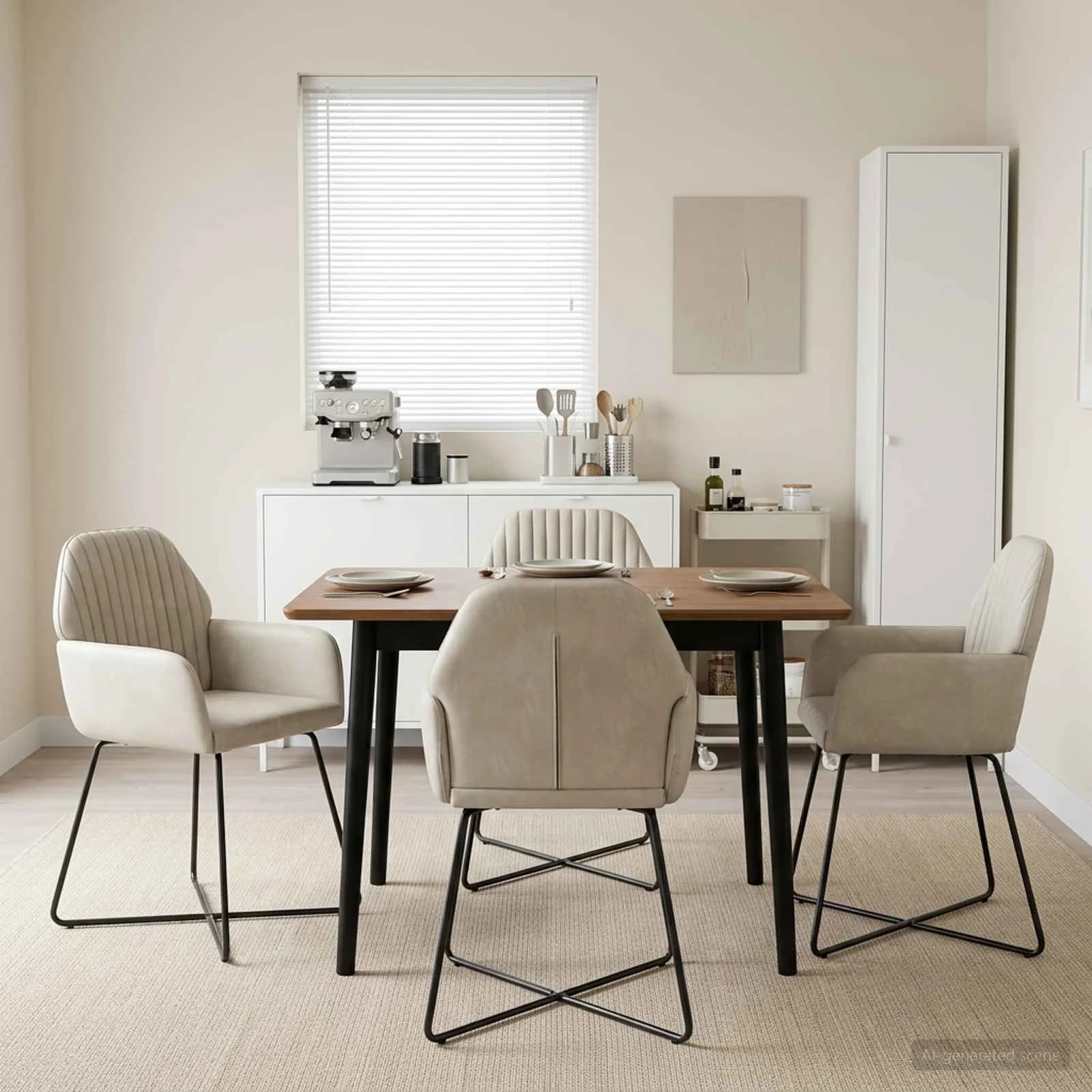 Jedilni stoli 4 kos Žamet Krem 55 x 50 x 84 cm
