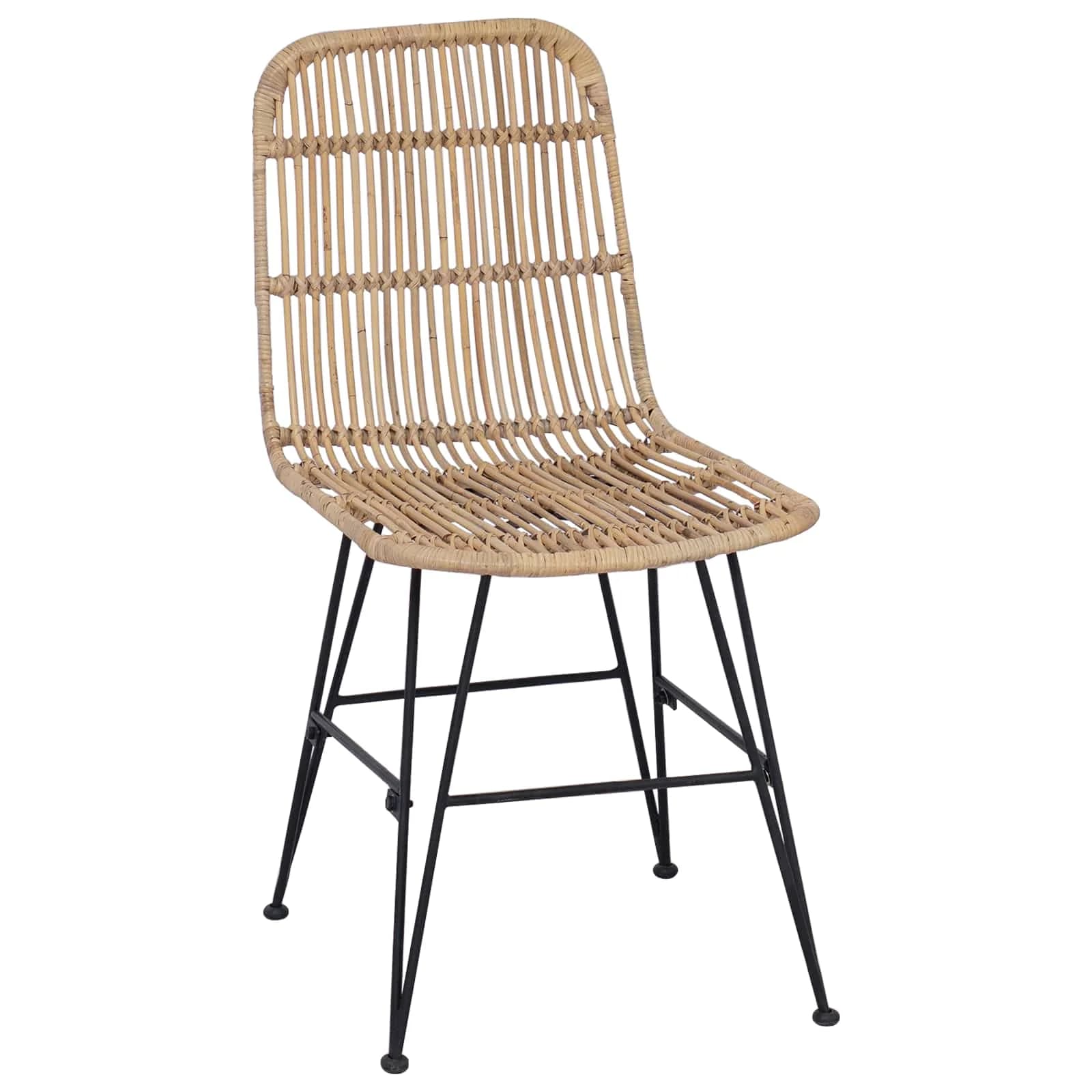 Jedilna stolica 2 kos Rattan in jeklo Naravna 41 x 55 x 85 cm - slika 4