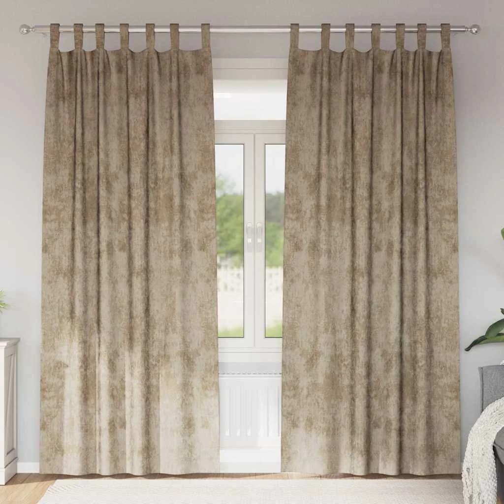 Velvete zavese 2 kos Šampanjec 225 x 140 cm Žamet