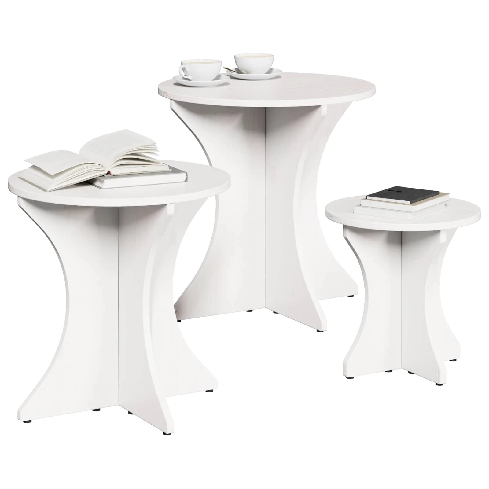 Klubska miza 3 kos Bela 46 x 46 x 47 cm - slika 2