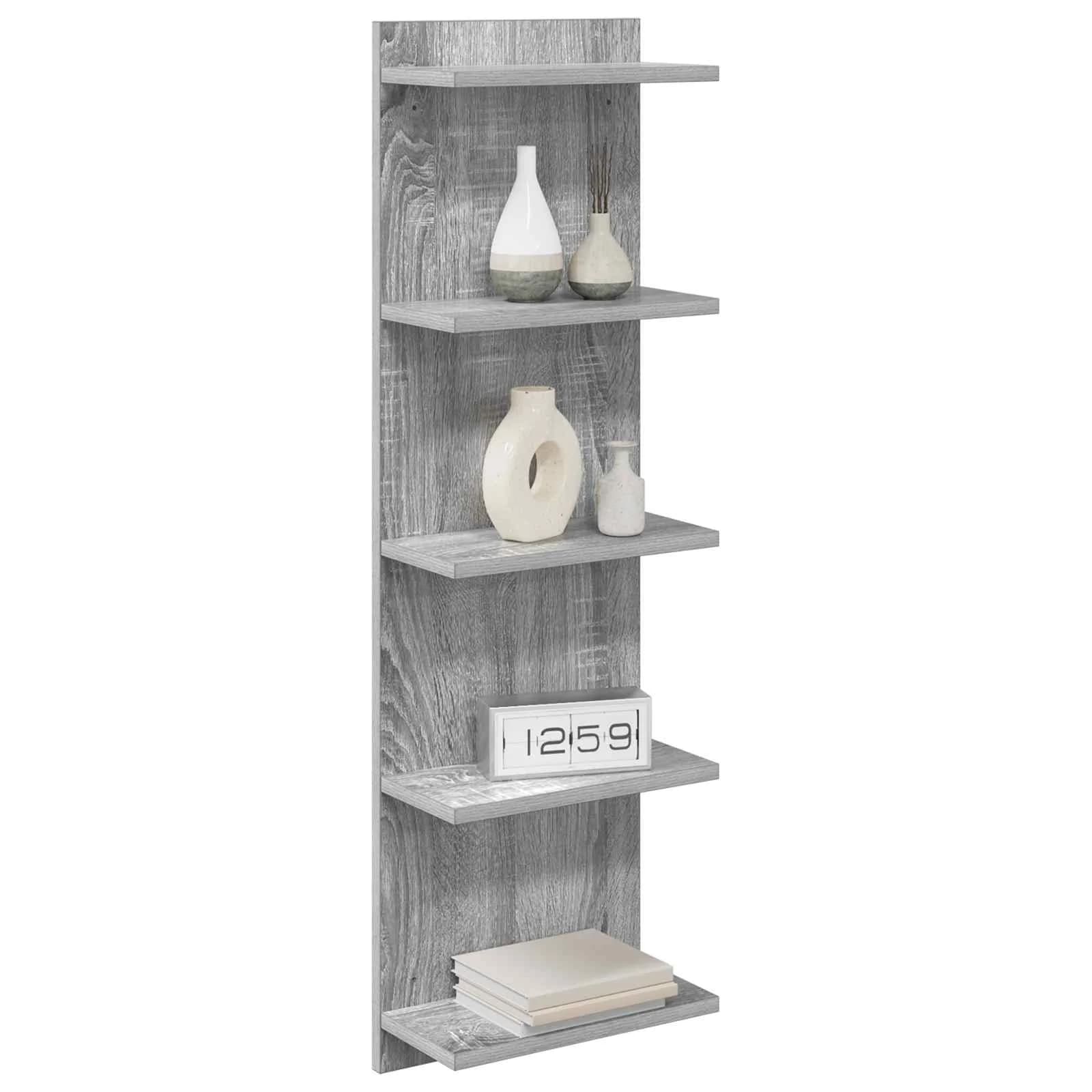 Stenska polica 2 kos Siva Sonoma 30 x 15 x 100 cm - slika 3