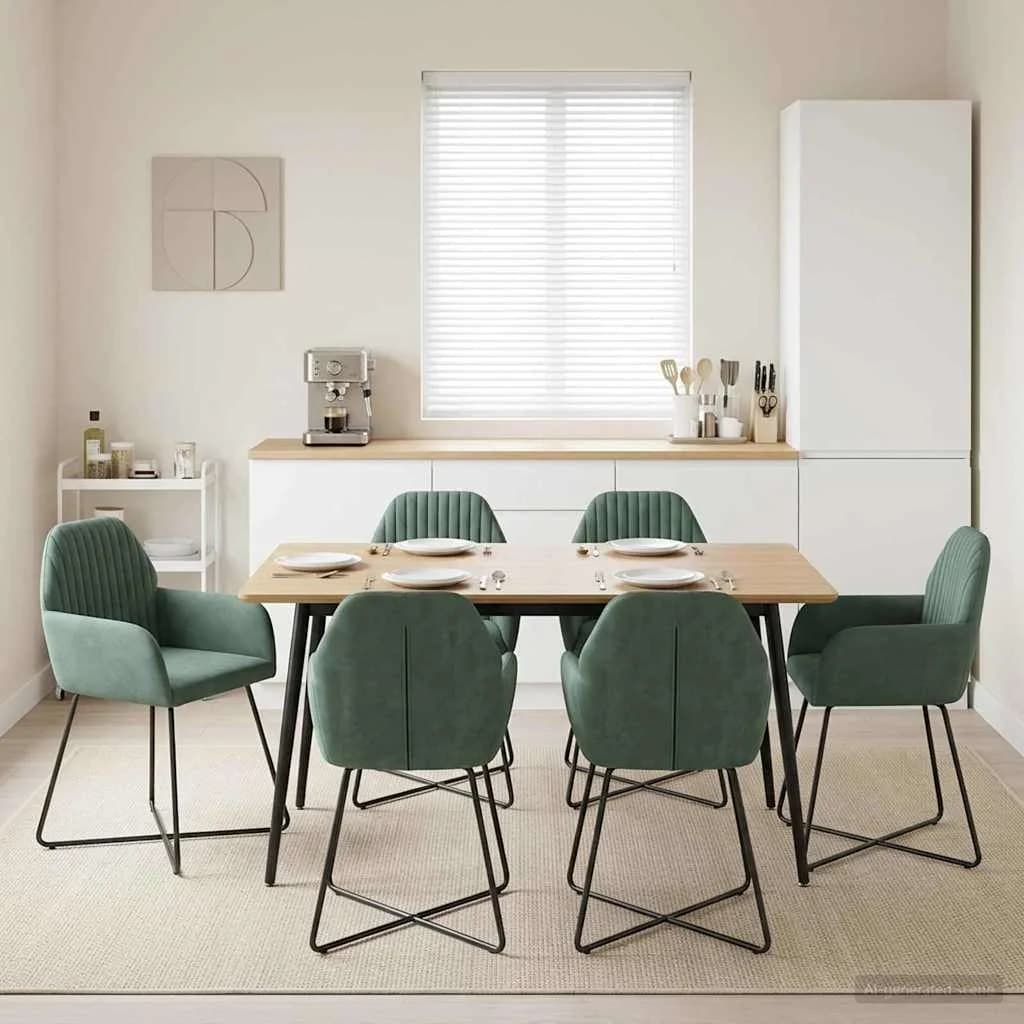 Jedilni stoli 6 kos Žamet Morsko zelena 55 x 50 x 84 cm