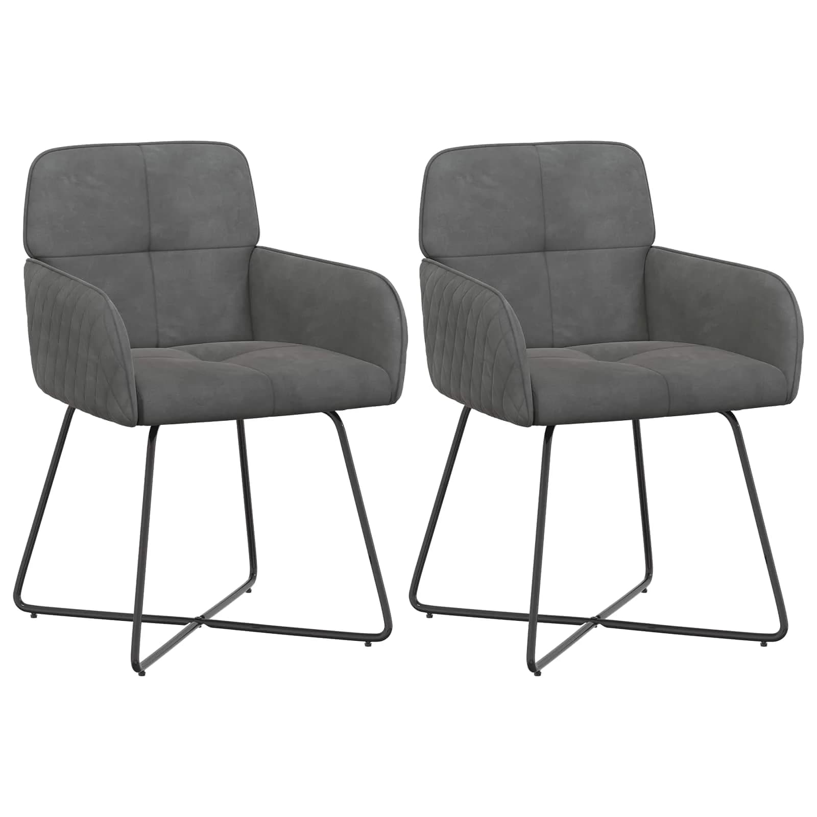 Jedilni stoli 2 kos Žamet Temno siva 59 x 56,5 x 86 cm - slika 2