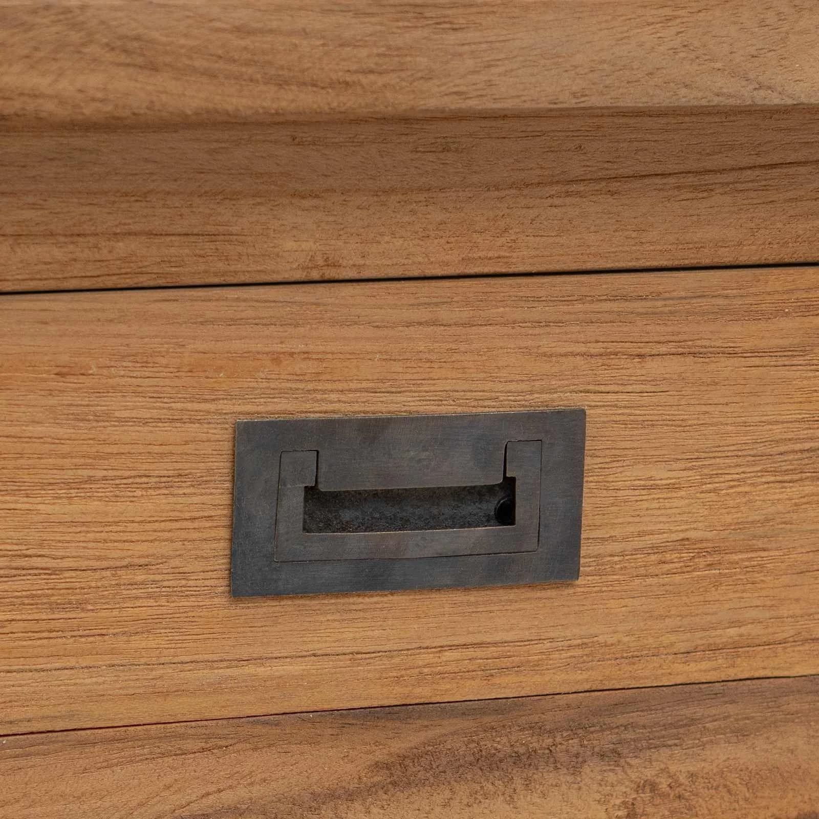Konzolna miza Naravna 110 x 30 x 80 cm Trden tikov les - slika 6