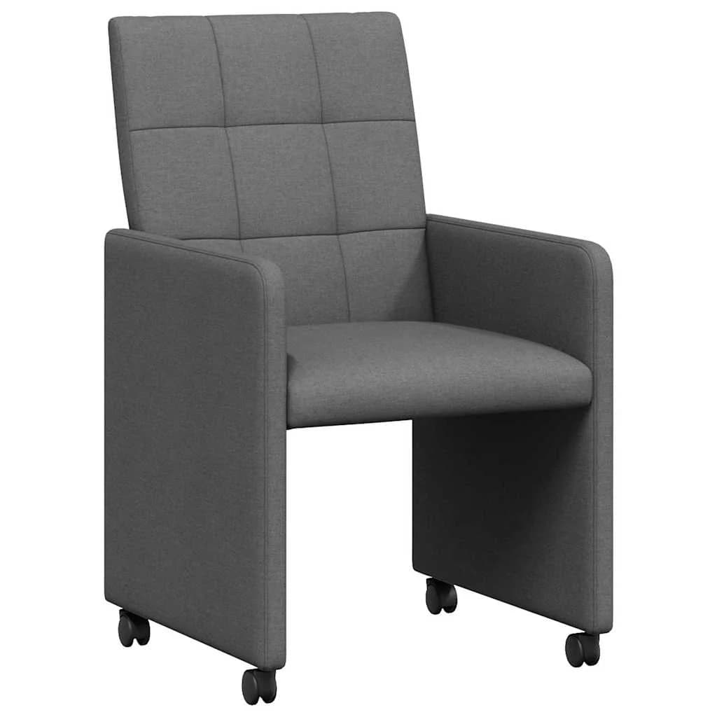 Jedilni stoli s kolesi 2 kos blago Temno siva 58 x 65 x 94 cm - slika 2
