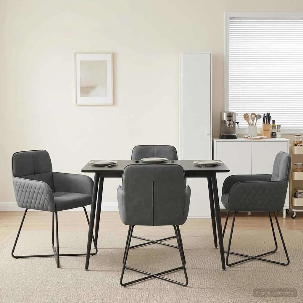 Jedilni stoli 4 kos Žamet Temno siva 59 x 56,5 x 86 cm