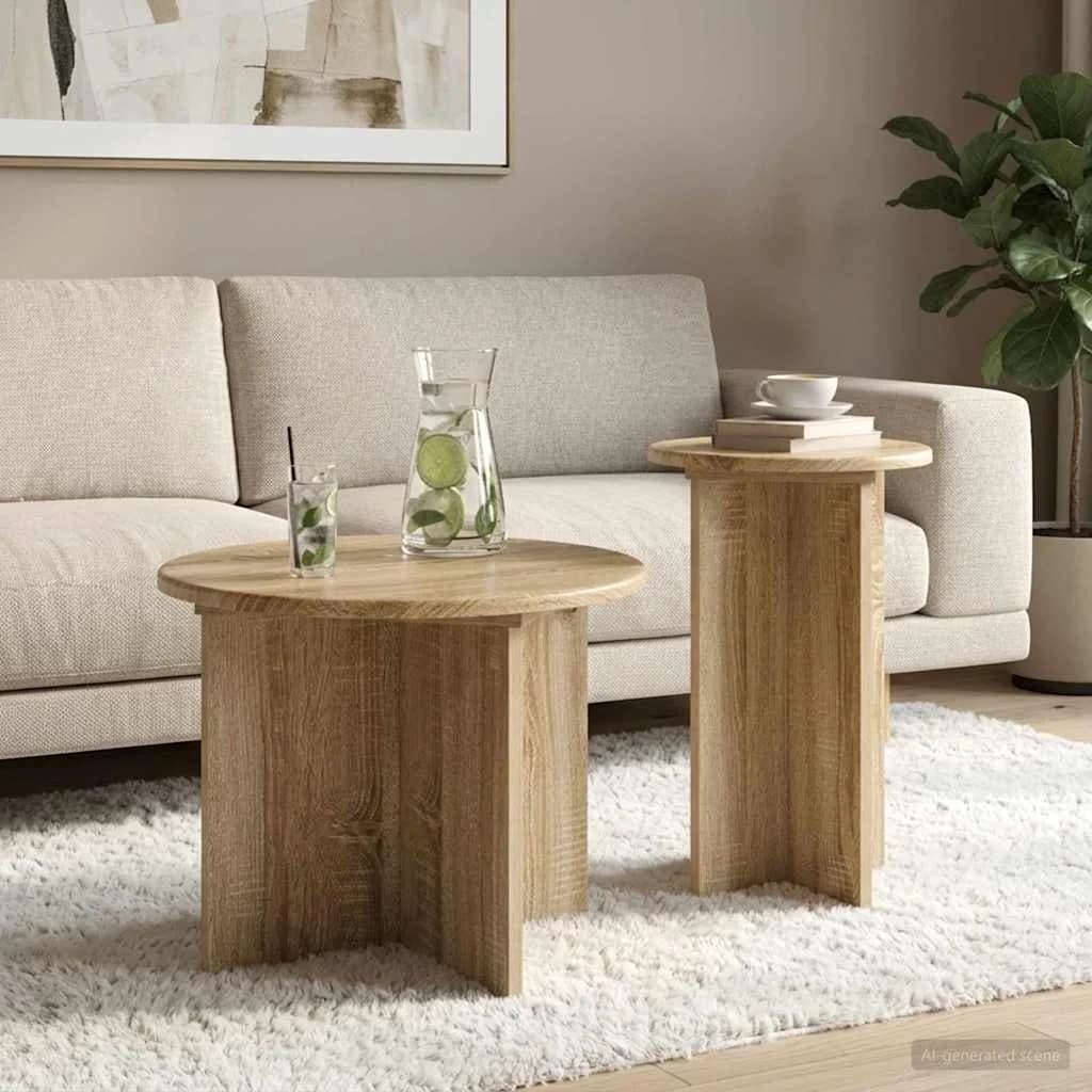 Komplet stranskih mizic 2 kos Sonoma hrast Ø 45 x 35 cm - slika 4
