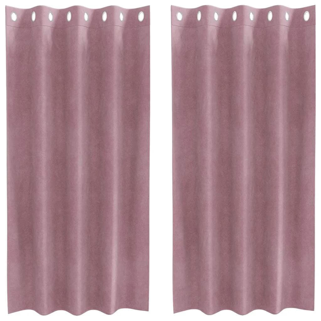 Zatemnitvene zavese 2 kos Temno roza 140 x 175 cm Žamet - slika 2