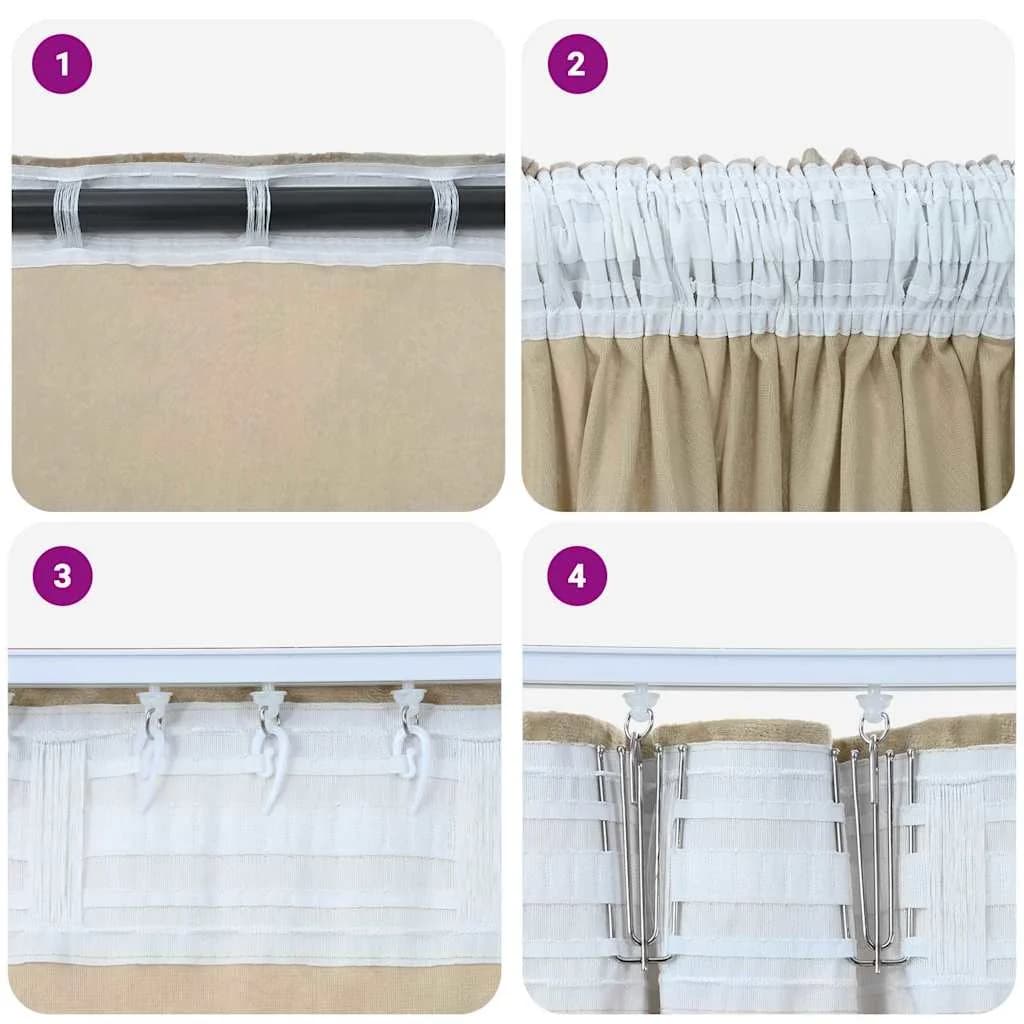 Velvete zavese 2 kos krema 245 x 140 cm Žamet - slika 7