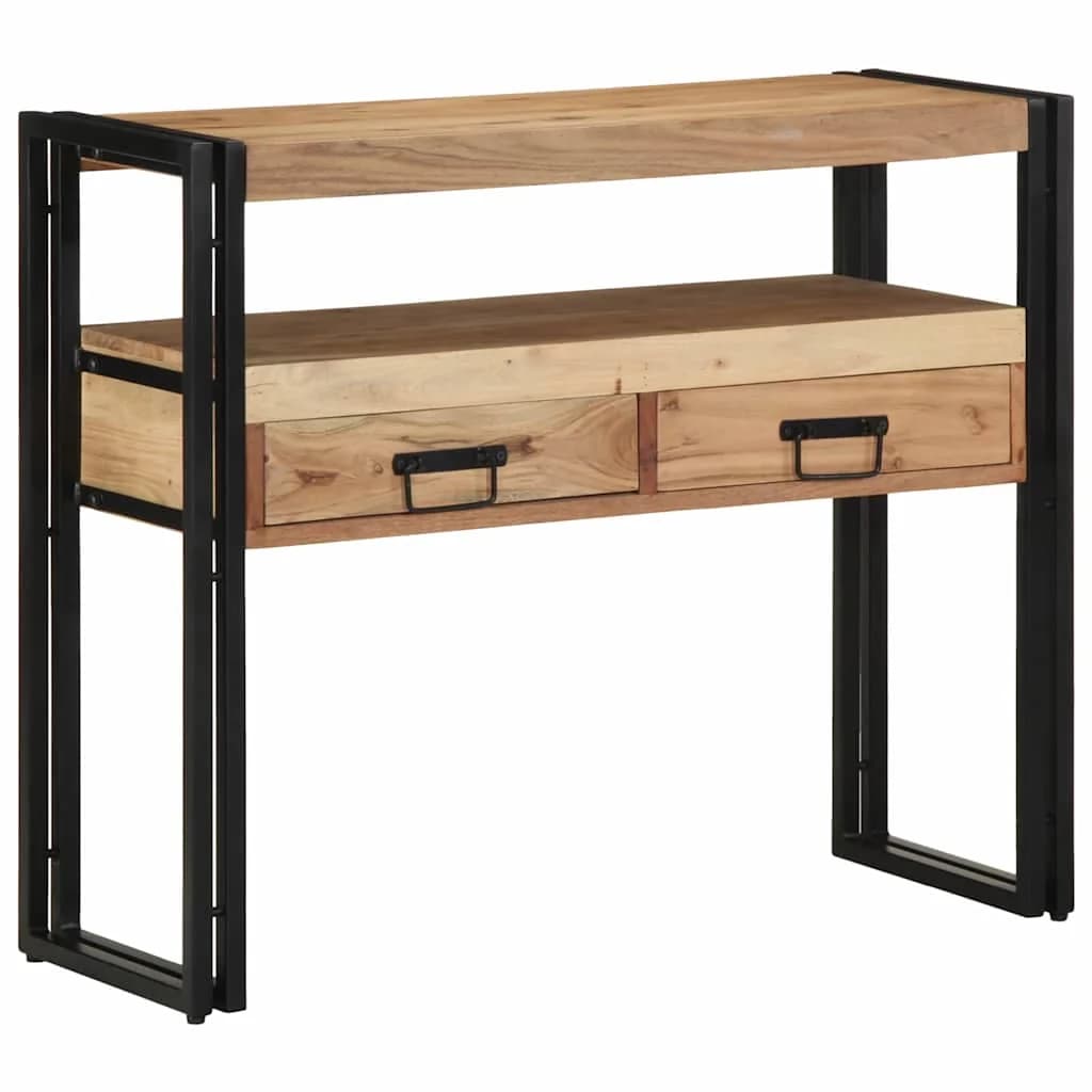Konzolna miza Rjava 90 x 33 x 75 cm Masiven les akacije - slika 4