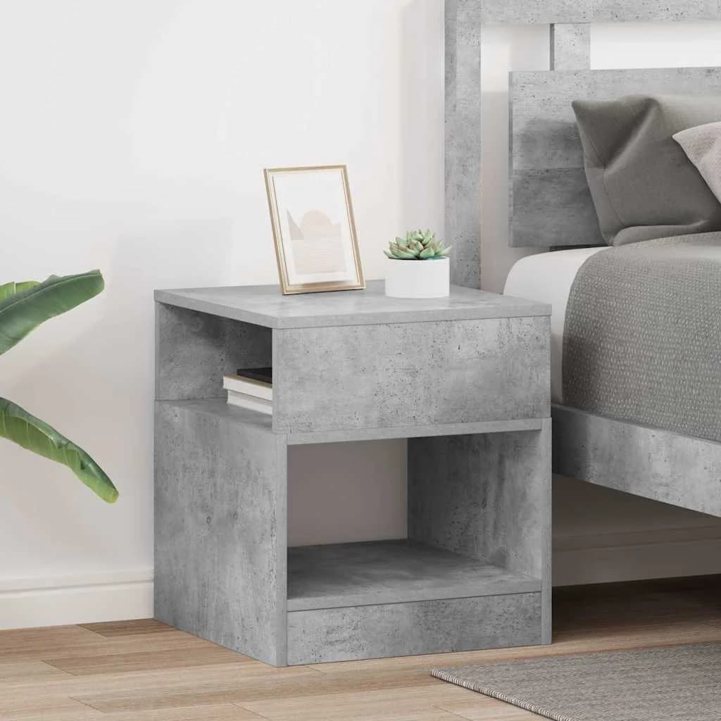 Stranska miza 2 kos Betonsko siva 40,5 x 40 x 45 cm