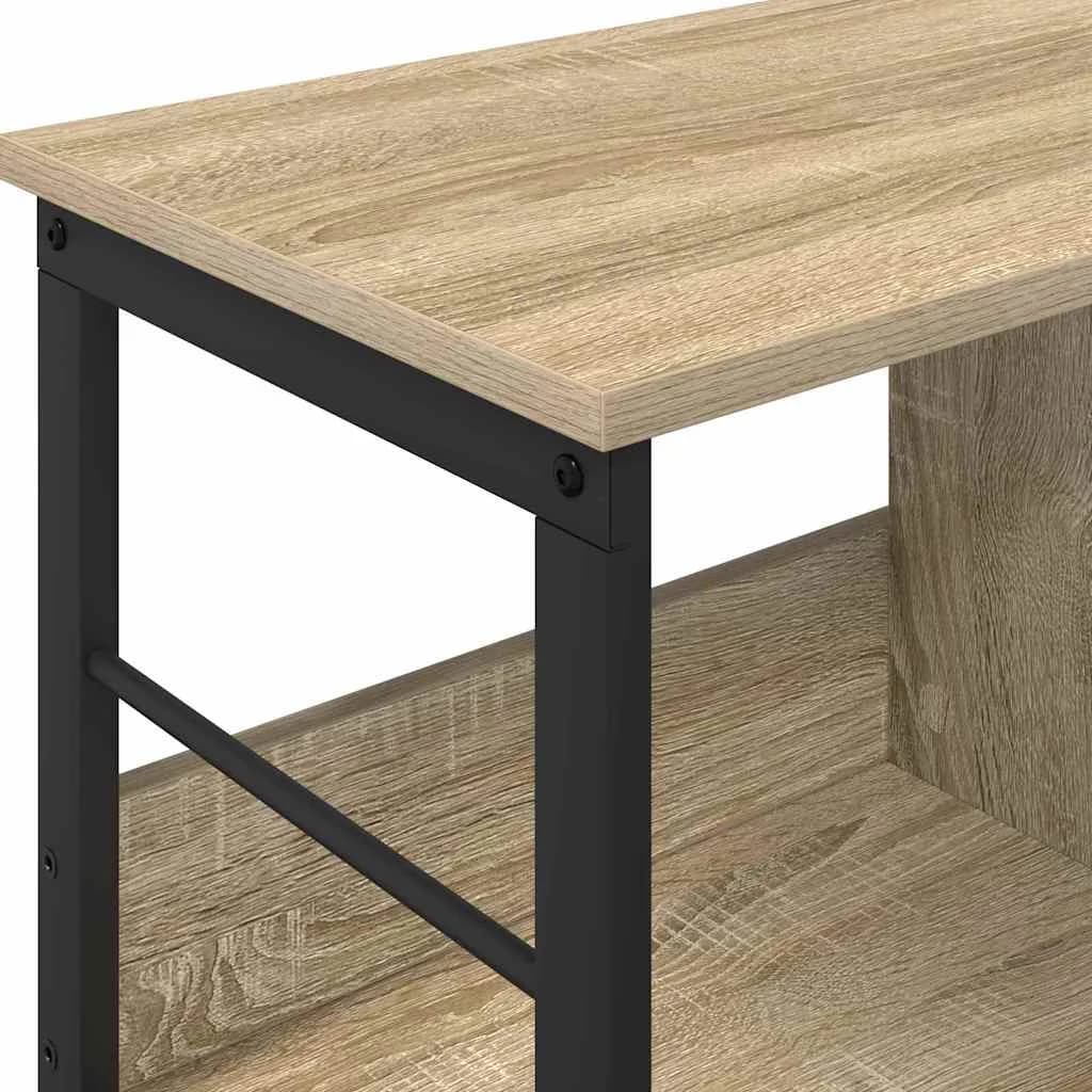 Knjižna polica 2 nivojev 82 x 32 x 47 cm Inženirski les - slika 8