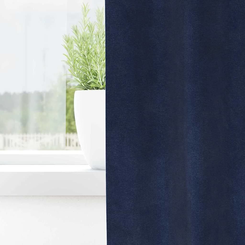 Zatemnitvene zavese 2 kos Temno modra 140 x 225 cm Žamet - slika 3