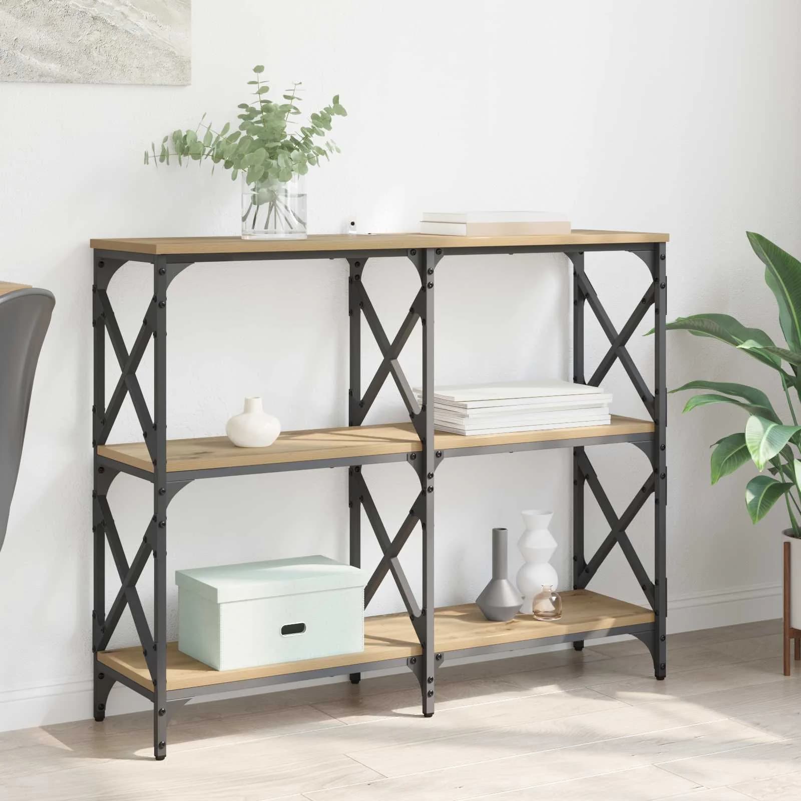 Konzolna miza Umetni hrast 100 x 28 x 80,5 cm Inženirski les