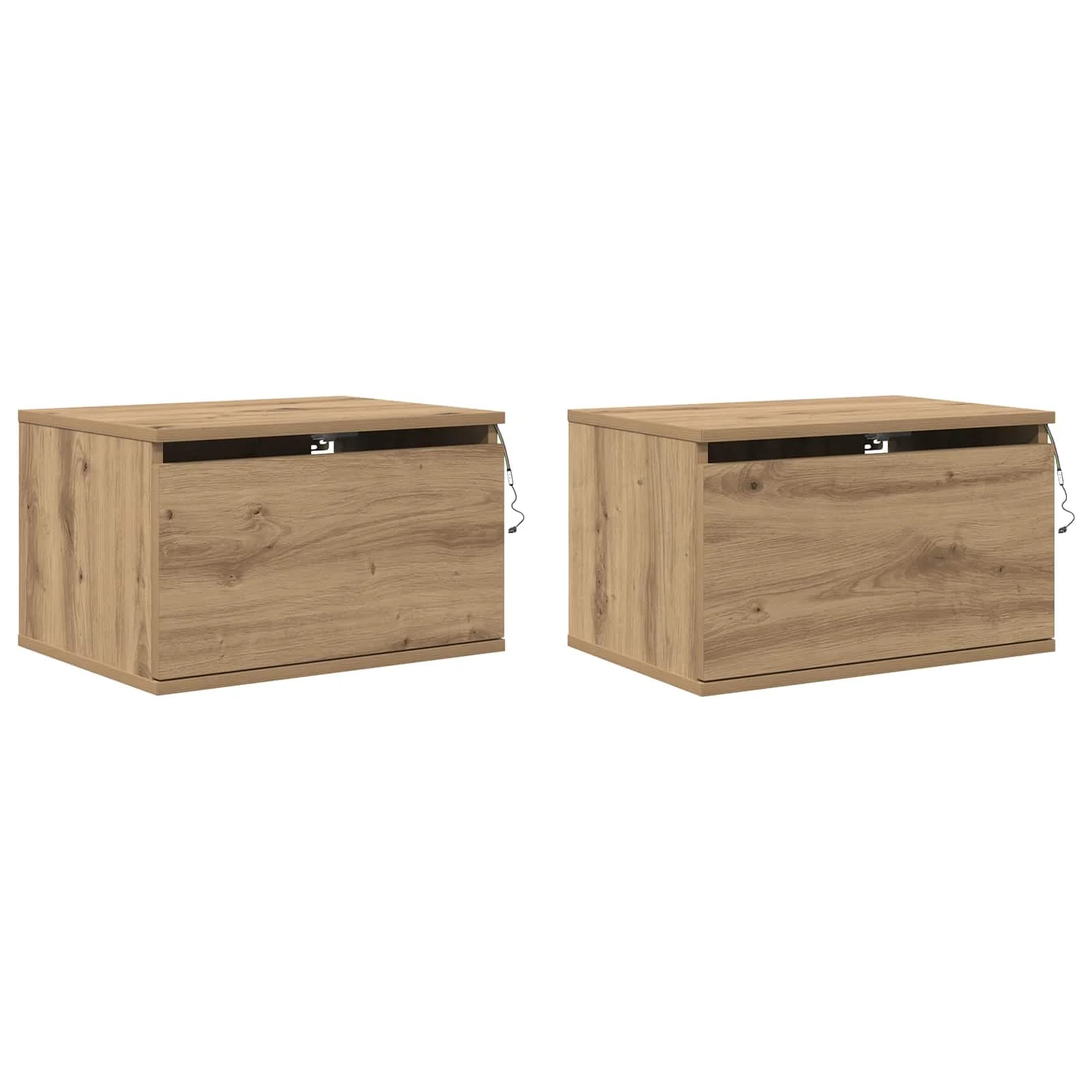 Stenska nočna omarica 2 kos Umetni hrast 50 x 36 x 30 cm - slika 9