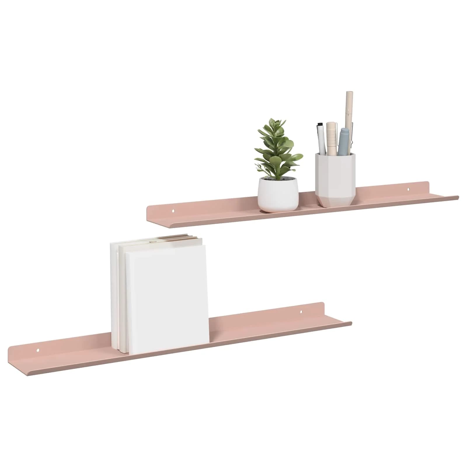 Ležeča polica Montaža za steno 2 kos Roza 60 x 8,5 x 2,5 cm - slika 3