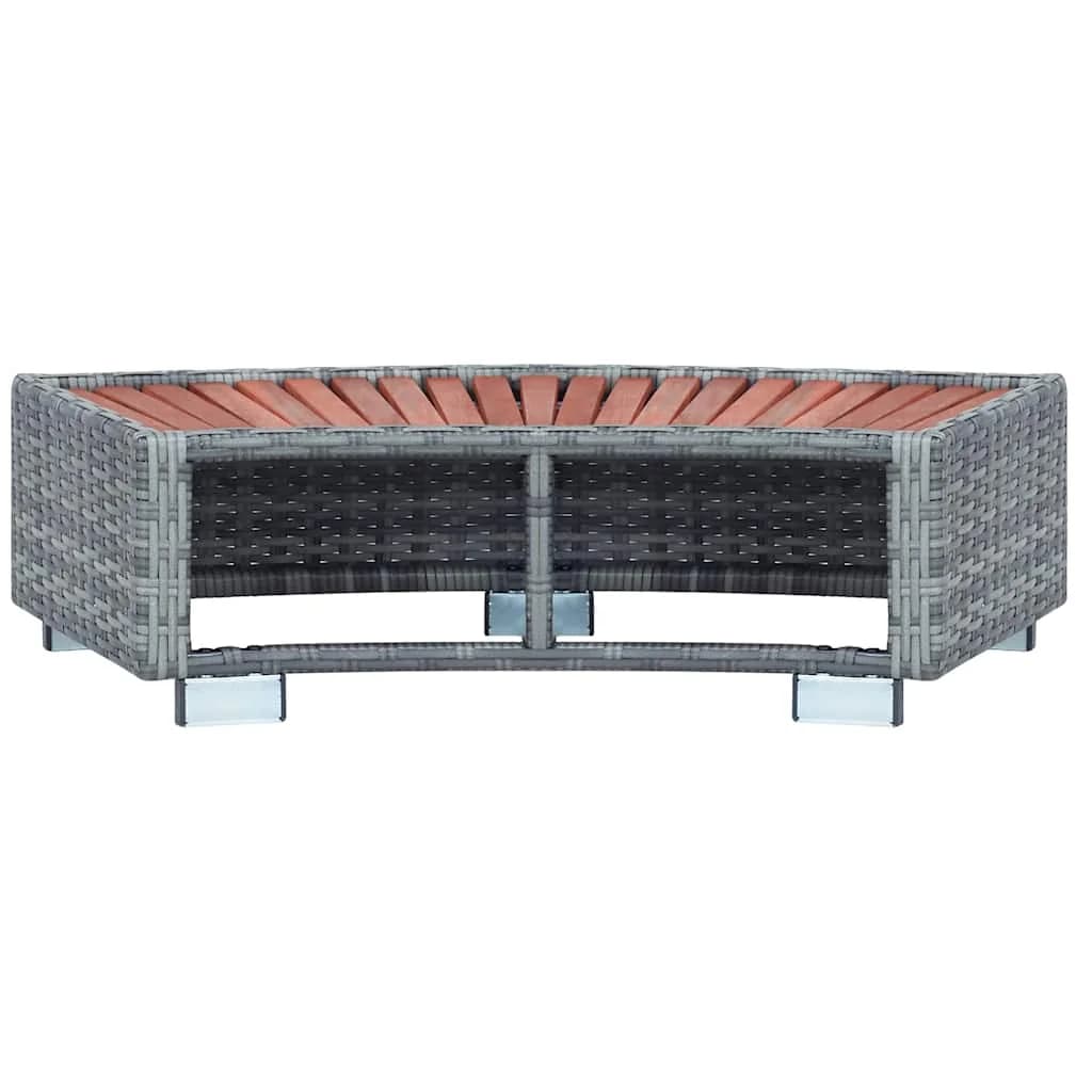 Stopnica za masažni bazen siv poli ratan 92x45x25 cm - slika 7