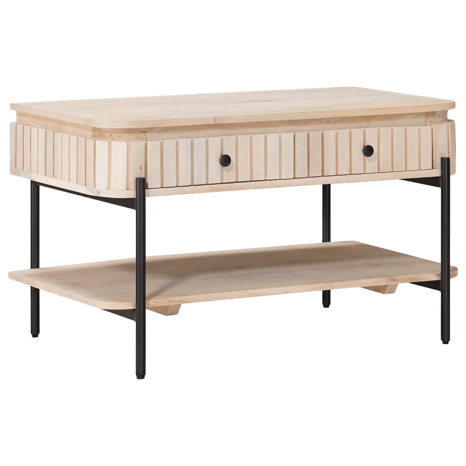 Ročno izdelana miza za kavo Bela 85 x 45 x 50 cm - slika 4