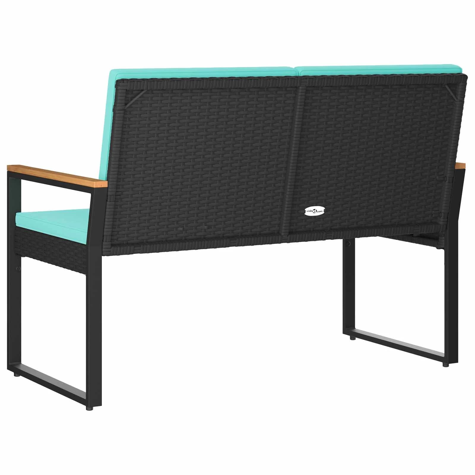 Zunanja klop Črna in turkizna 107 x 61 x 80 cm poli ratan - slika 7