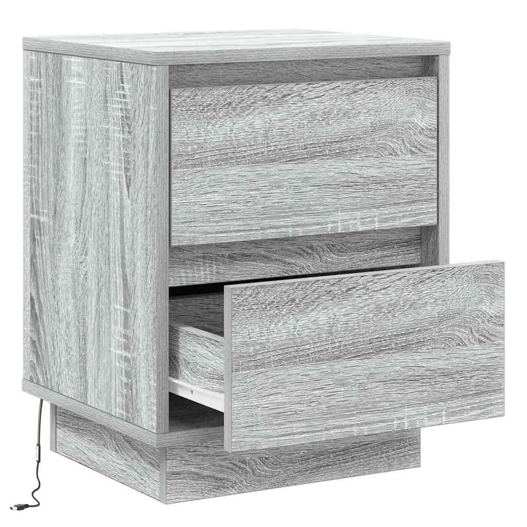 Nočna omarica 2 kos Siva 39 x 34,5 x 50 cm Inženirski les - slika 7