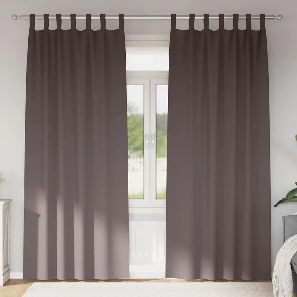 Zavese za zatemnitev z obroči 2 kos Temno rjava 260 x 140 cm
